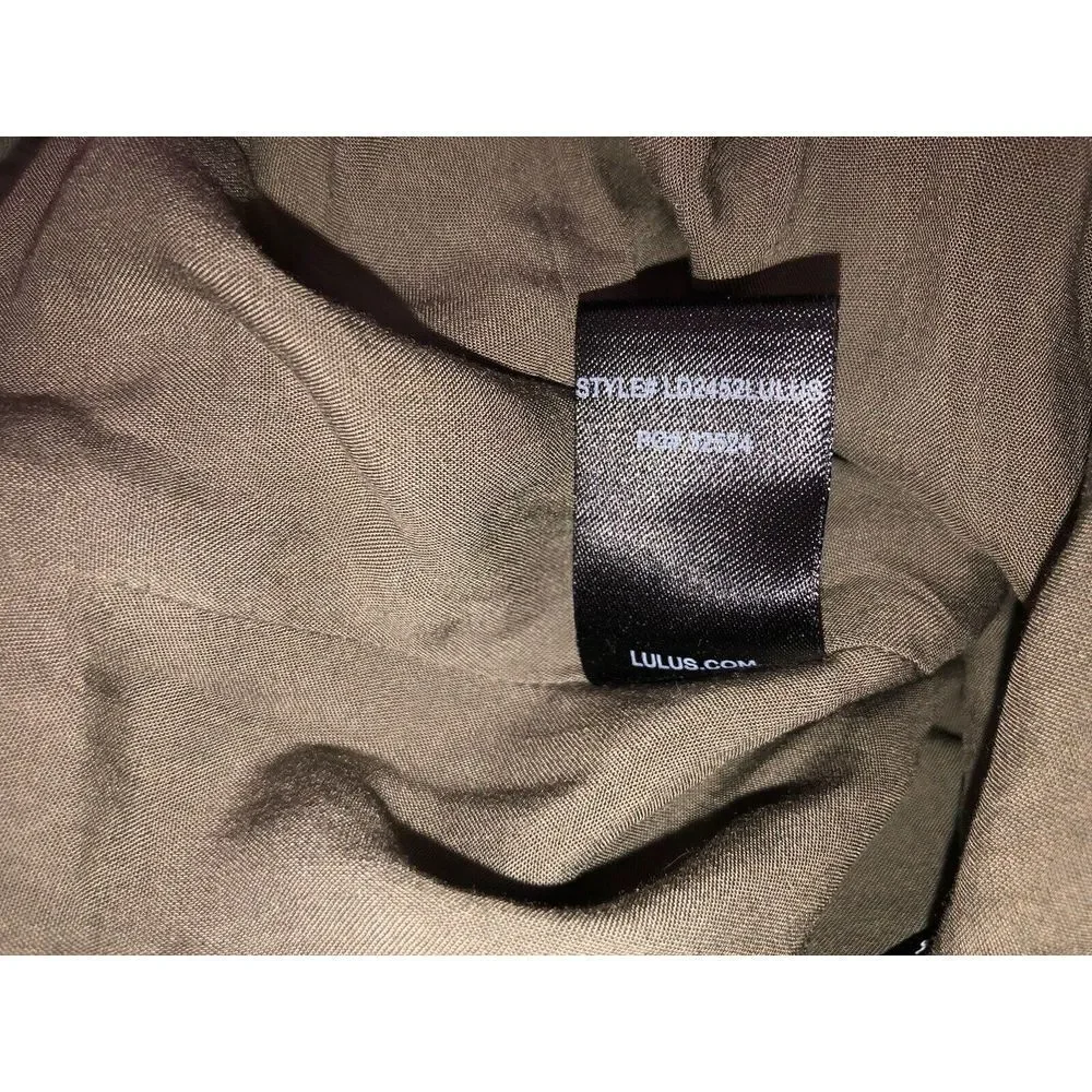 Lulus Little Beach Olive Green Lined Cutout‎ Embroidered Maxi Dress NWT L - Picture 14 of 15